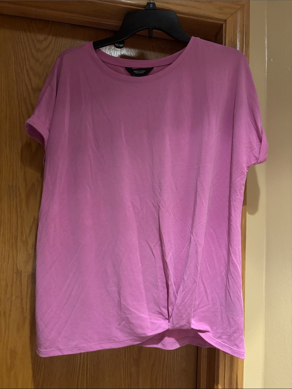 Simply Vera Verawang, pink short sleeve blouse, M